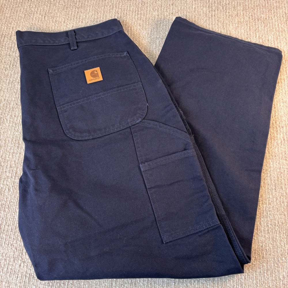 Carhartt Navy Blue Loose Fit Washed Duck Utility Work Pants Men's Size 38x30 NWT
